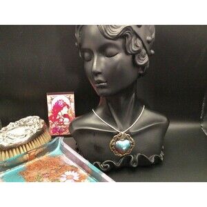 Fantasy Irridecent Eternal Heart Statement Necklace Storybook Line Artisan 20"